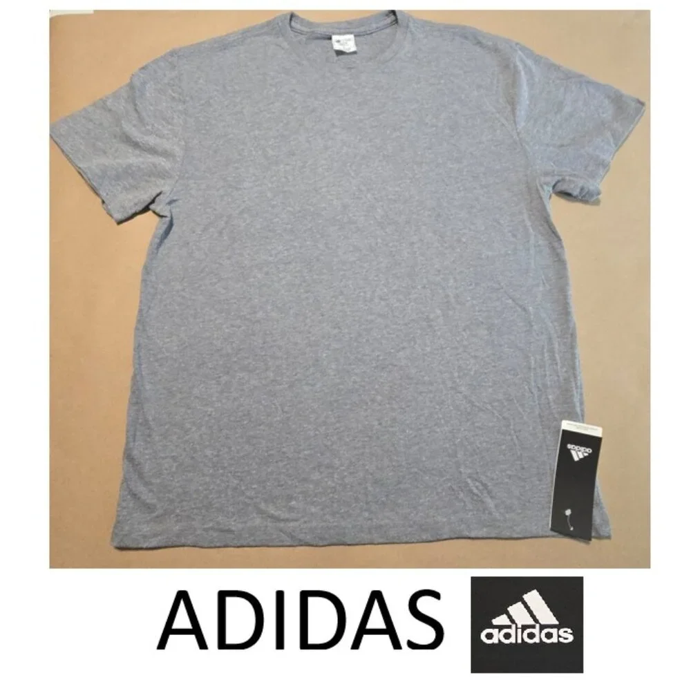 Adidas Plain Gray Short Sleeved T-Shirt - size: LG